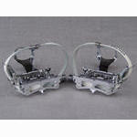 <------------------ SOLD ------------------> Campagnolo Record pedals - toe strap loops - Christophe  clips & straps