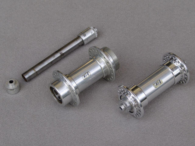 <------------------ SOLD ------------------> Hi-E Engineering ensemble - hubs / QRs / rims (NOS / USED)