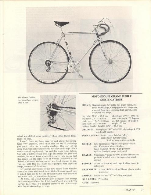 <---------- Bike World 05-1974 ----------> Motobecane Grand Jubile