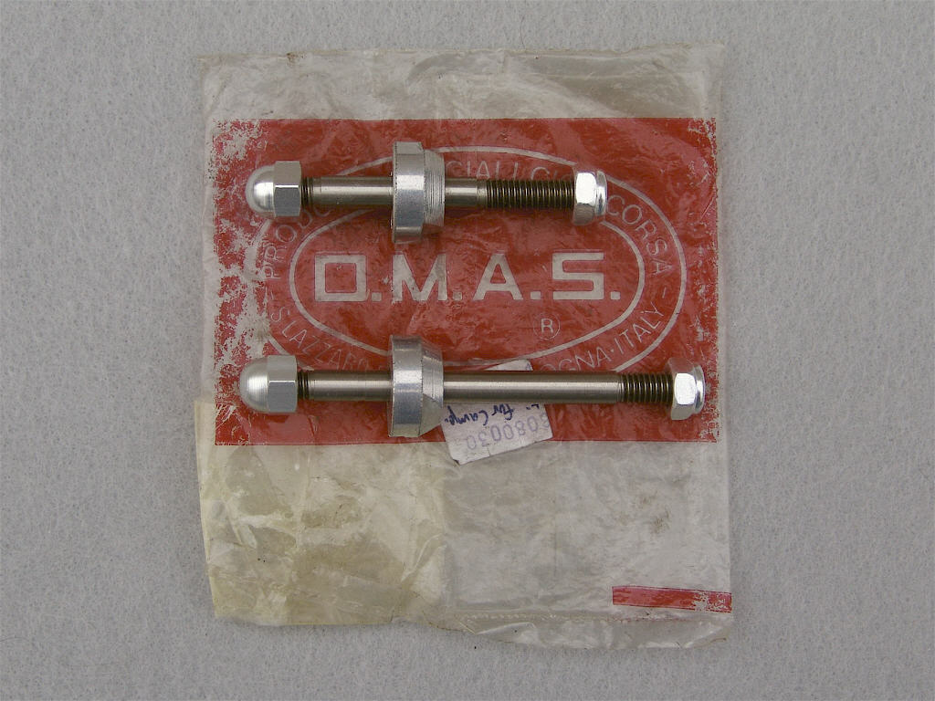 <------------------ SOLD ------------------> O.M.A.S. brake center bolts - titanium - aluminum alloy hardware (NOS)