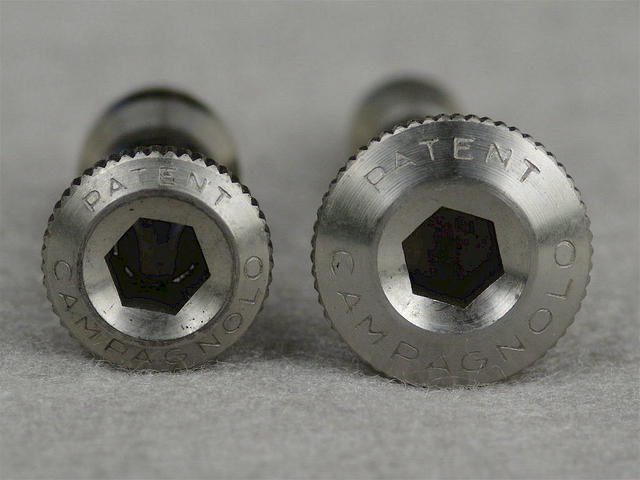 <------------------ SOLD ------------------> Campagnolo Super Record pivot bolts - titanium - upper & lower (NOS)