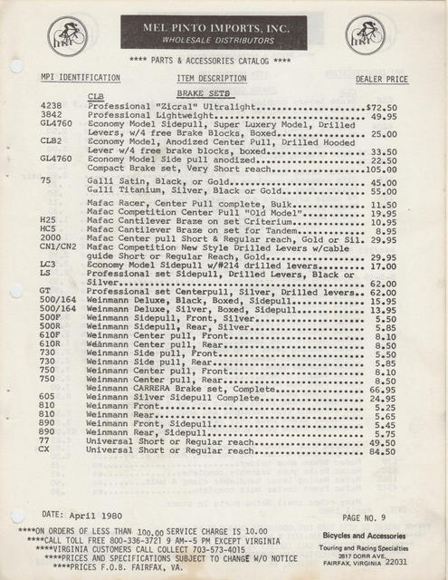 Mel Pinto Imports / MPI catalog (1980)