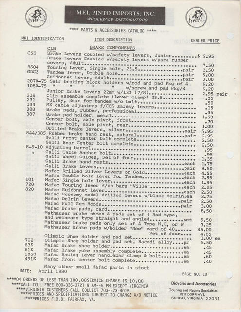 Mel Pinto Imports / MPI catalog (1980)
