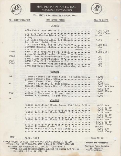 Mel Pinto Imports / MPI catalog (1980)