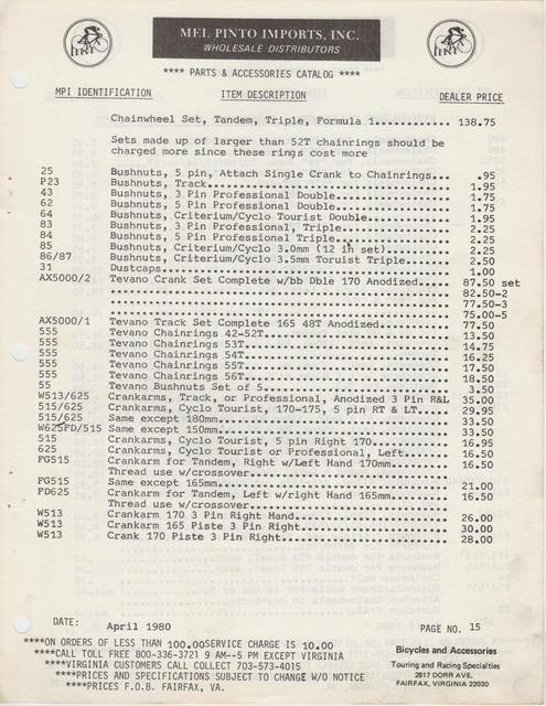 Mel Pinto Imports / MPI catalog (1980)