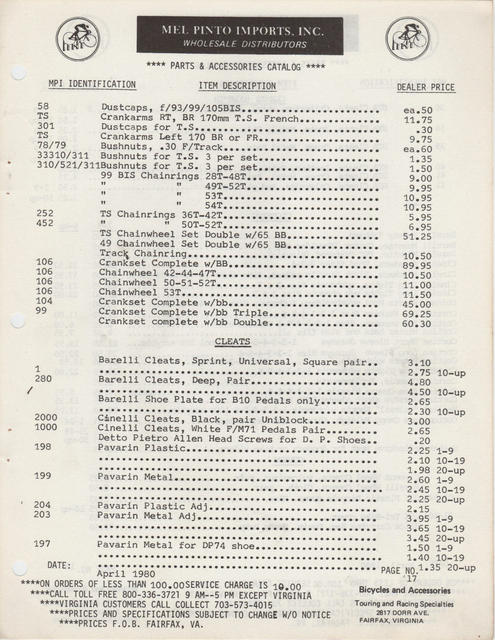 Mel Pinto Imports / MPI catalog (1980)