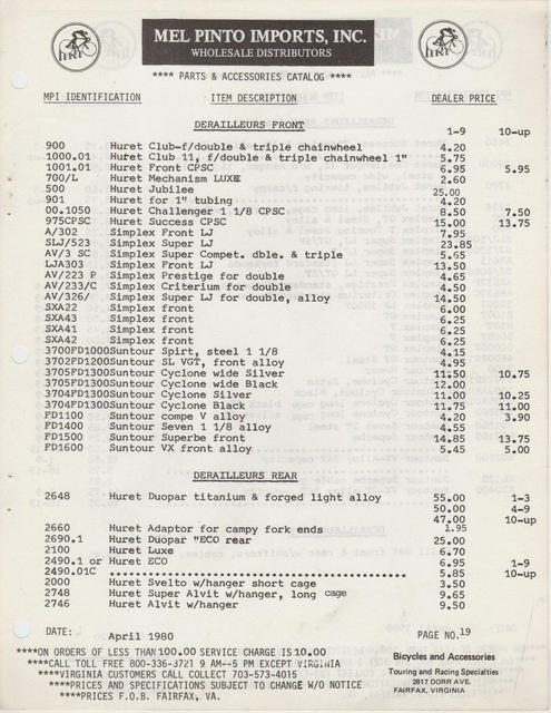 Mel Pinto Imports / MPI catalog (1980)