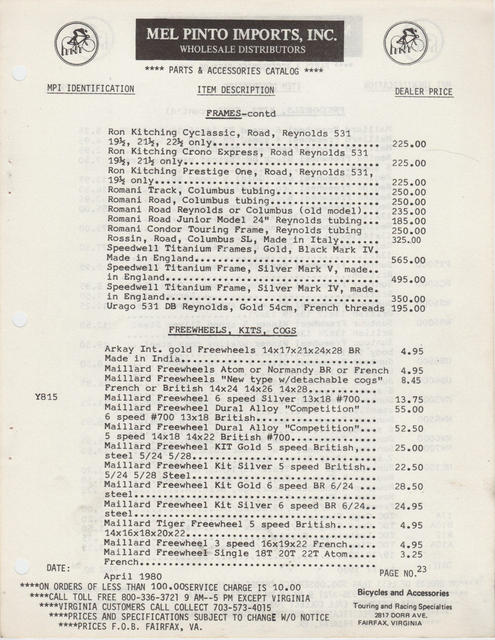 Mel Pinto Imports / MPI catalog (1980)