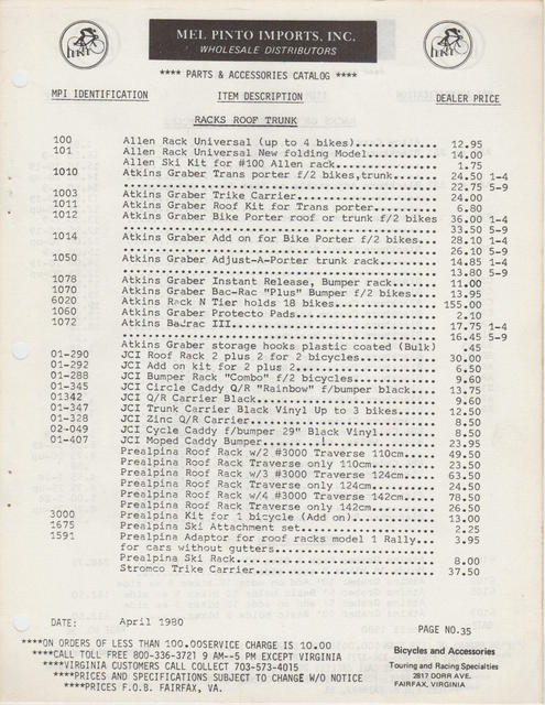 Mel Pinto Imports / MPI catalog (1980)