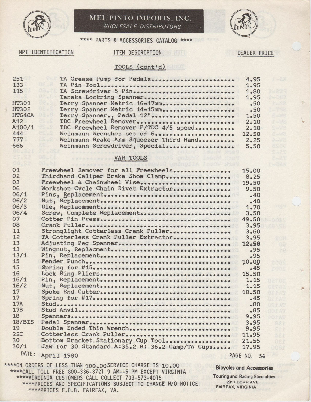 Mel Pinto Imports / MPI catalog (1980)