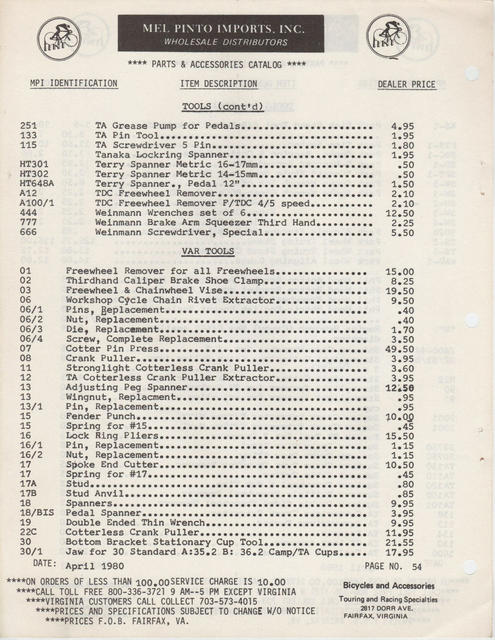 Mel Pinto Imports / MPI catalog (1980)
