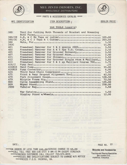 Mel Pinto Imports / MPI catalog (1980)