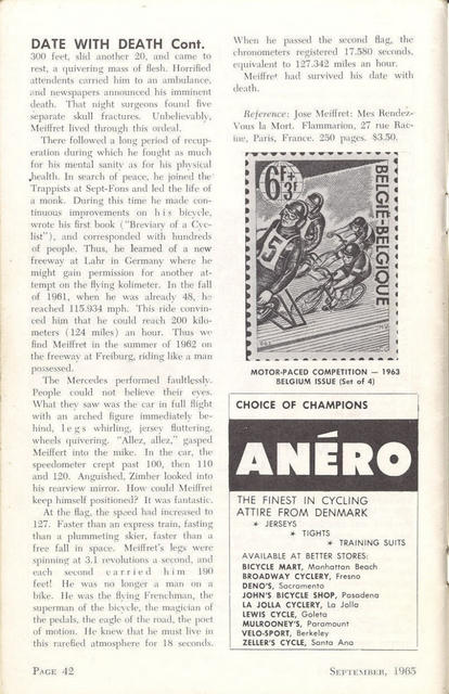 <------- American Cycling 09-1965 -------> Date With Death:  Jose Meiffret