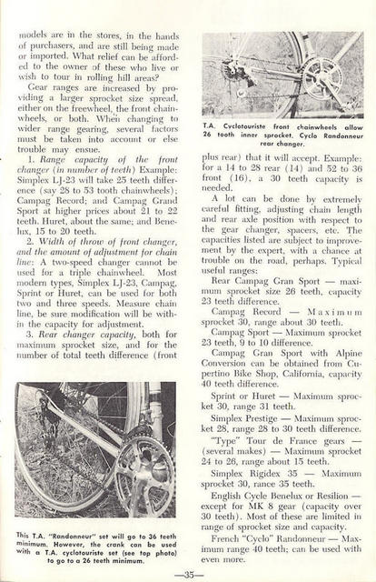 <------- American Cycling 06-1965 -------> Gear Conversions:  The Alpine Gear
