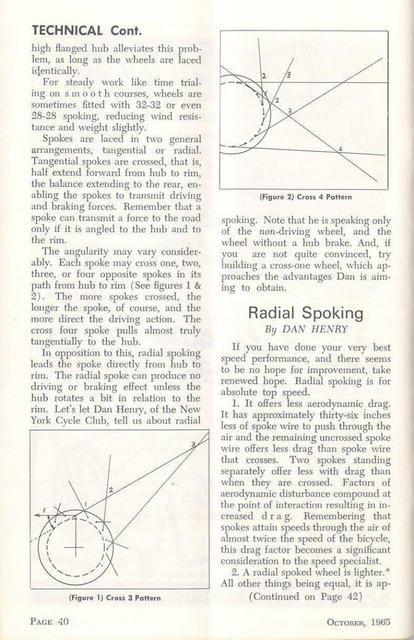 <------- American Cycling 10-1965 -------> Radial Or Tangent Spoking?