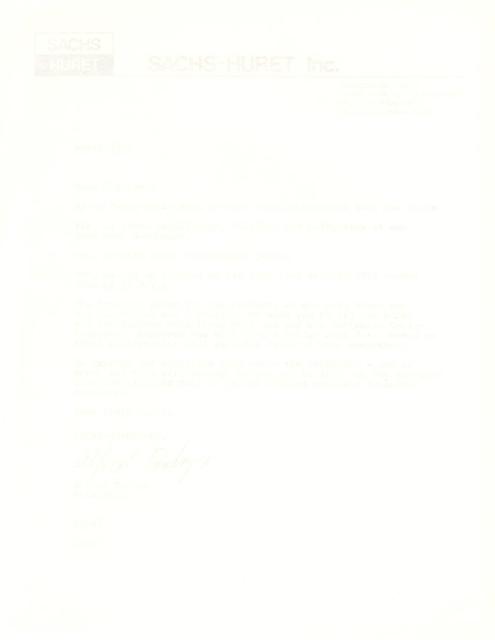 Sachs Huret catalog - Cover Letter (04-1986)