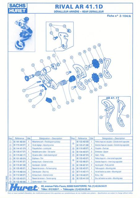 Sachs Huret catalog - Product Sheets (1985)