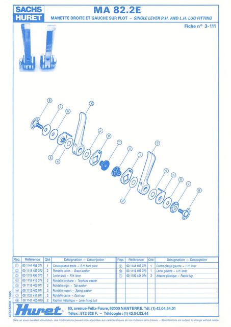 Sachs Huret catalog - Product Sheets (1985)