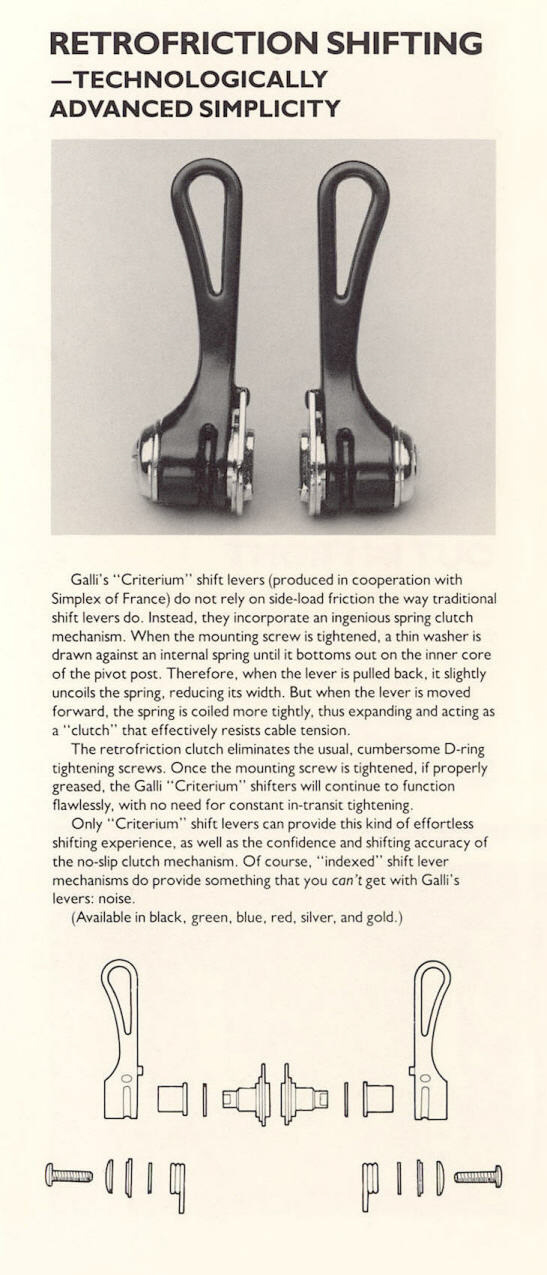 Galli derailleur brochure (1986)