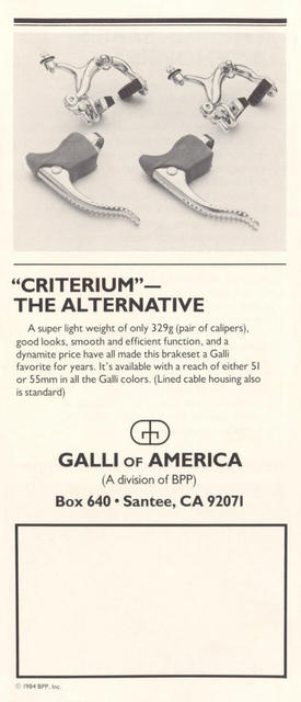 Galli brakeset brochure (1984)