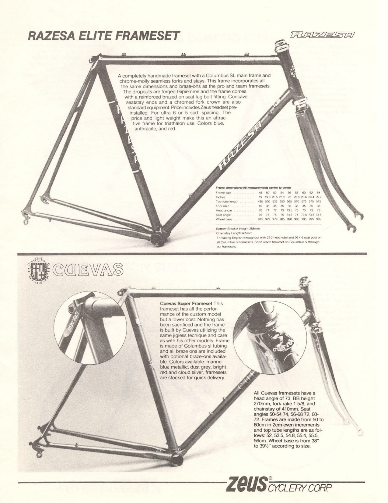 Zeus Cyclery (USA) supplement catalog (1984)
