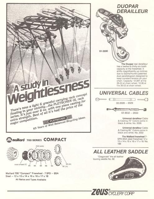 Zeus Cyclery (USA) supplement catalog (1984)