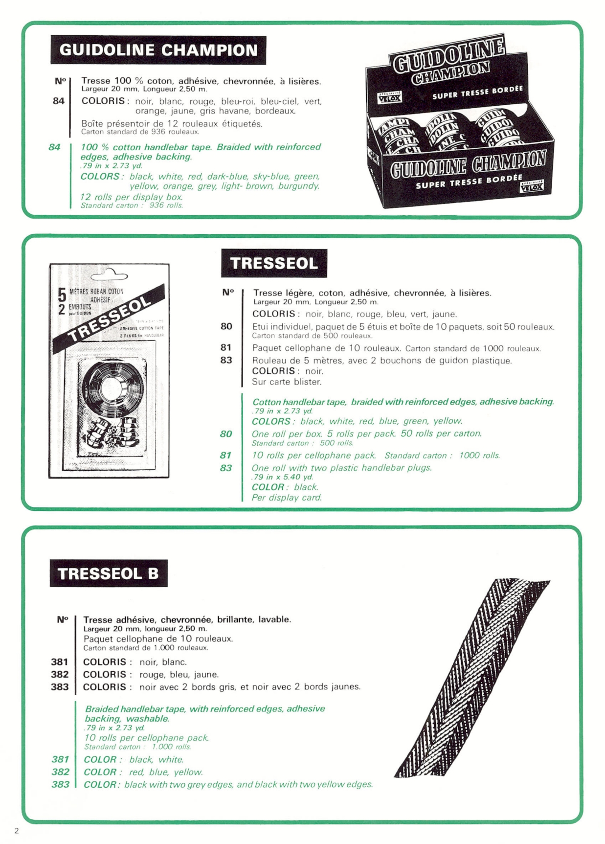 Velox / Tressostar / Tressorex / Tresseol / Guidoline / Plastilac catalog (1985)