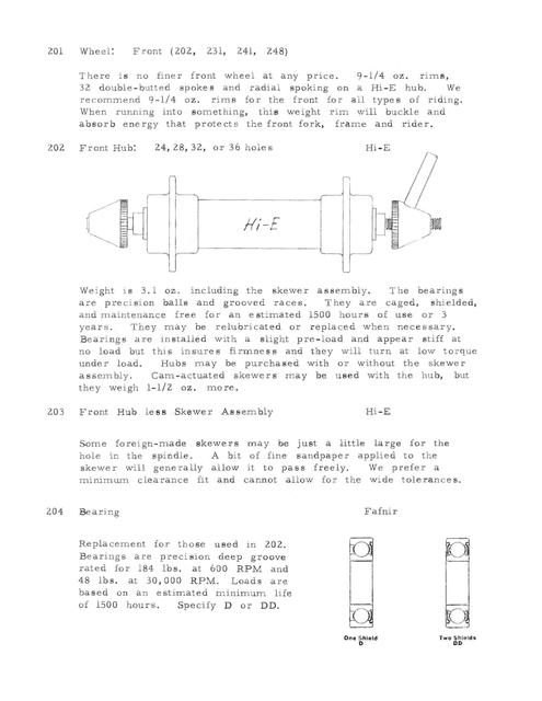 Hi-E parts list / price list (1971)