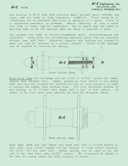 Hi-E parts list / price list (12-10-1972)