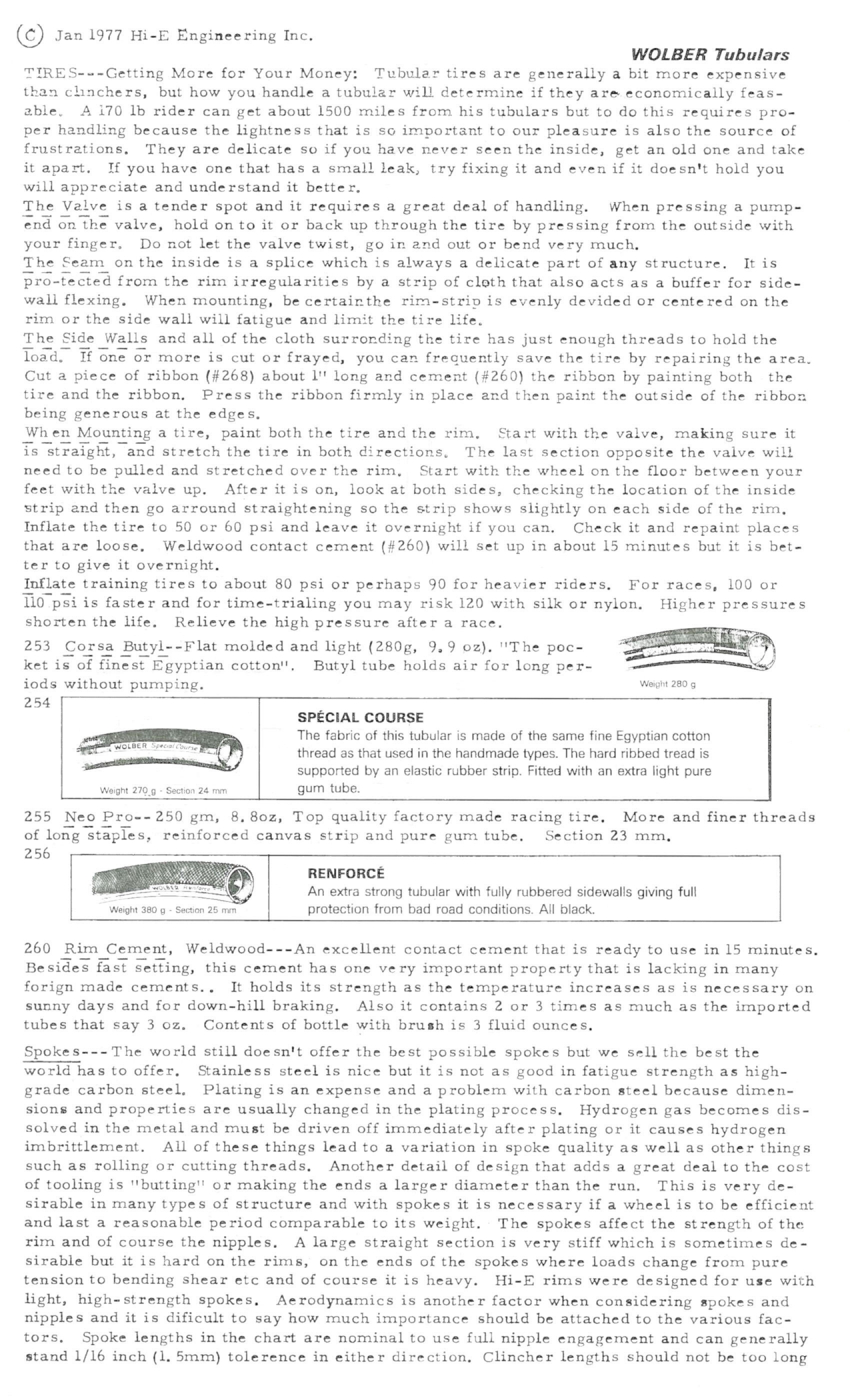 Hi-E parts list / price list (02-1977)