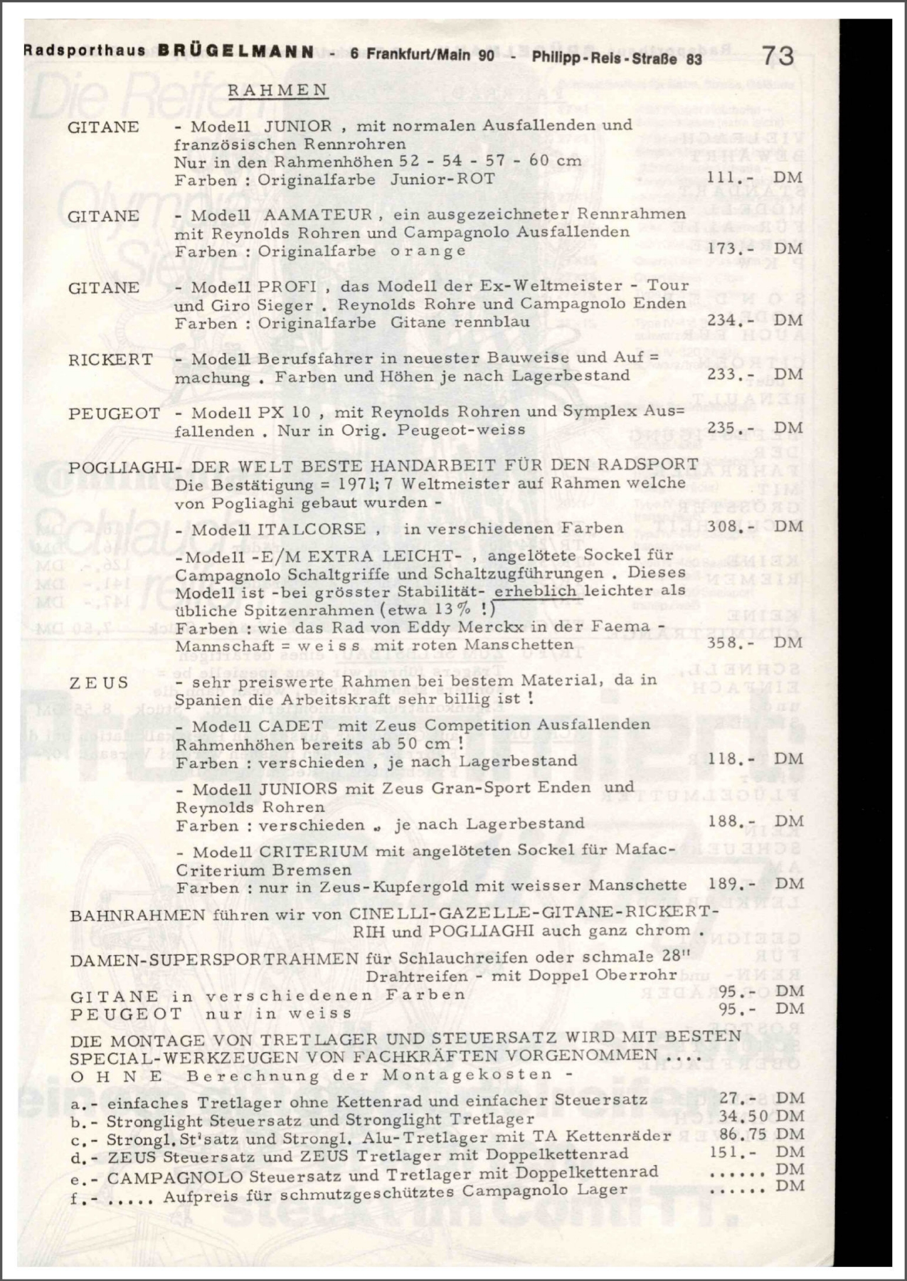 Brügelmann catalog (1972)