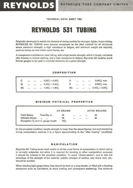 Reynolds Technical Data Sheet T201 (1974)