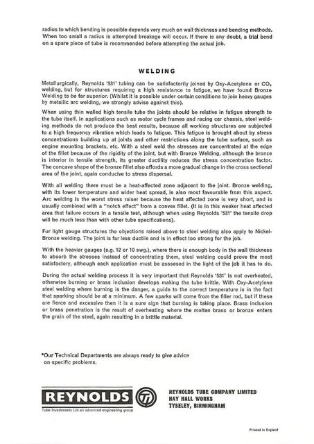 Reynolds Technical Data Sheet T201 (1974)