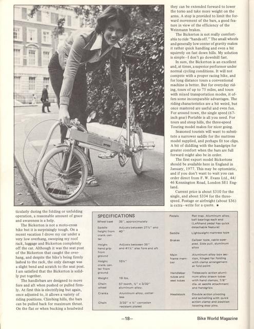 <---------- Bike World 12-1976 ----------> Bickerton Special