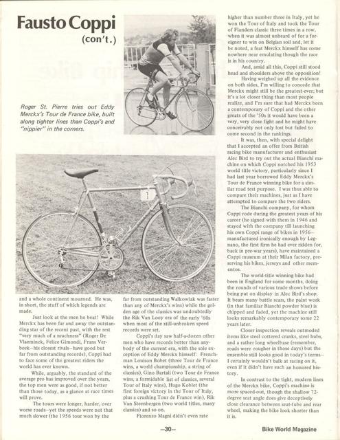 <---------- Bike World 12-1975 ----------> 1953 Fausto Coppi CdM Bianchi (Pelossi)