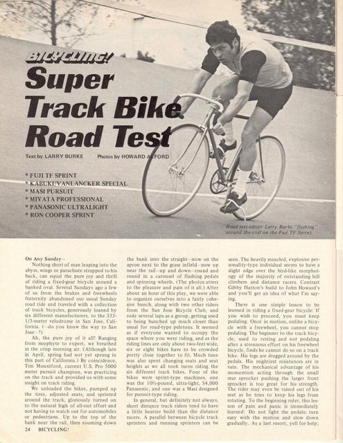 <------ Bicycling Magazine 07-1975 ------> Super Track Bikes - Fuji / Kabuki / Masi / Miyata / Panasonic / Ron Cooper