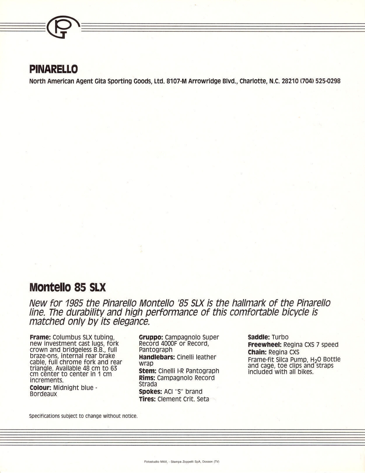 Pinarello catalog (1985)