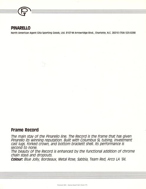 Pinarello catalog (1985)