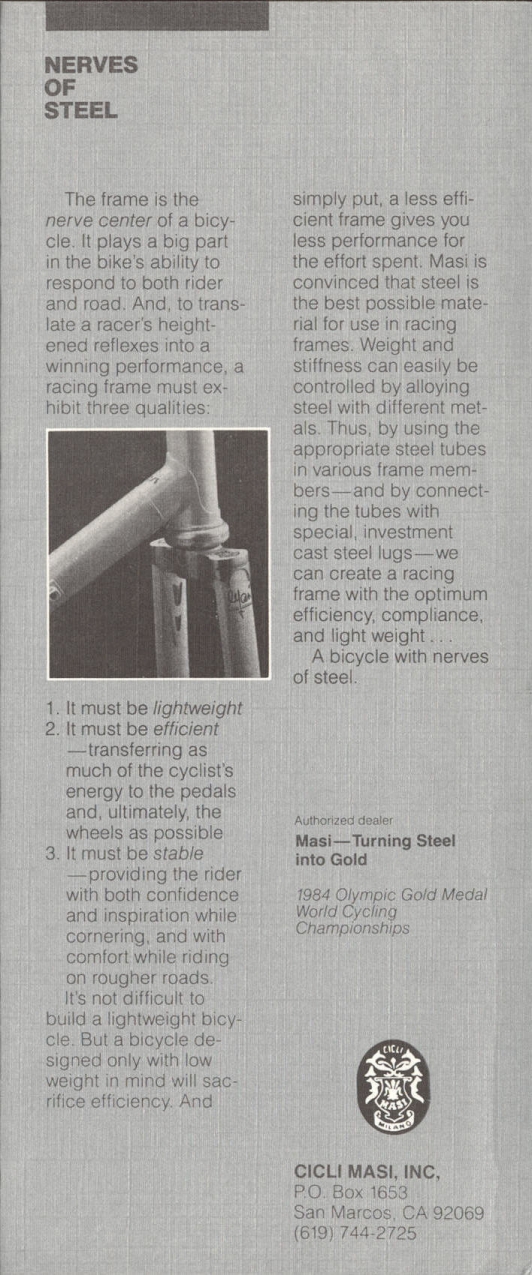 Masi USA catalog (1986)