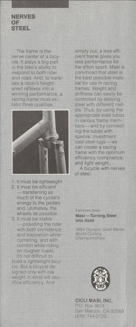 Masi USA catalog (1986)