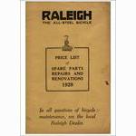 Raleigh spares price list (1928)