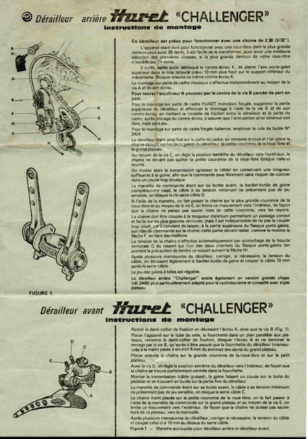 Huret Challenger fitting instructions (1974)