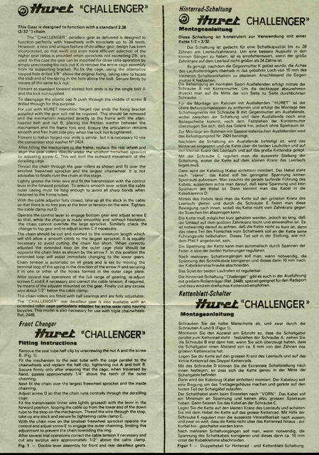 Huret Challenger fitting instructions (1974)