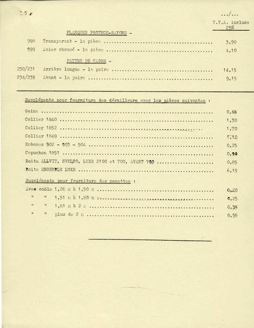 Huret price list (11-1970)