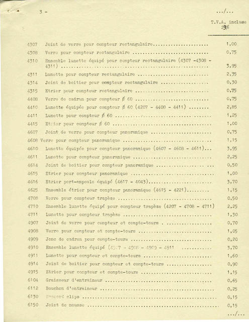 Huret price list (11-1970)