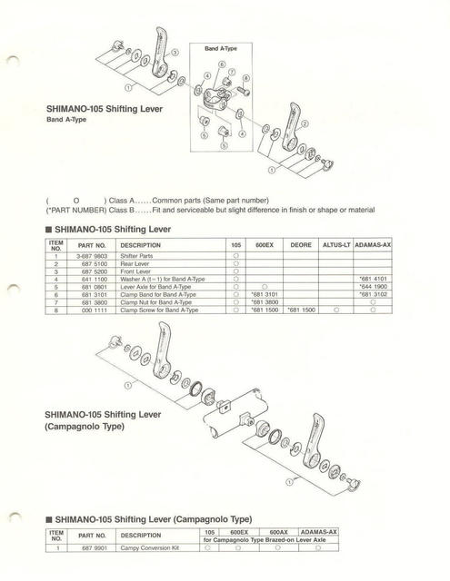 Shimano 105 technical information (1983)