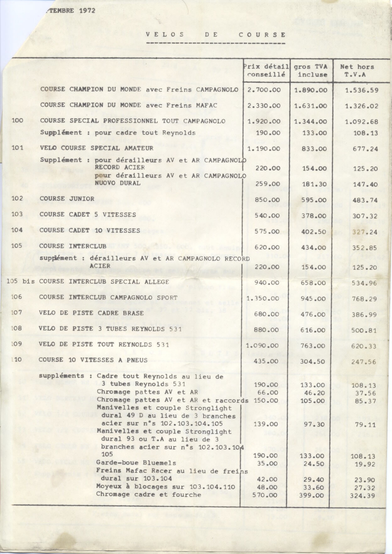 Lejeune price list (09-1972)
