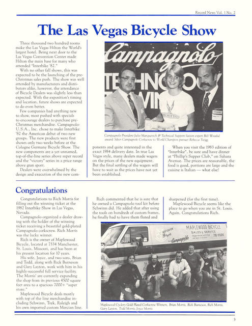 Campagnolo Record News -----------------> Volume 1 / Number 2 (02-1983)
