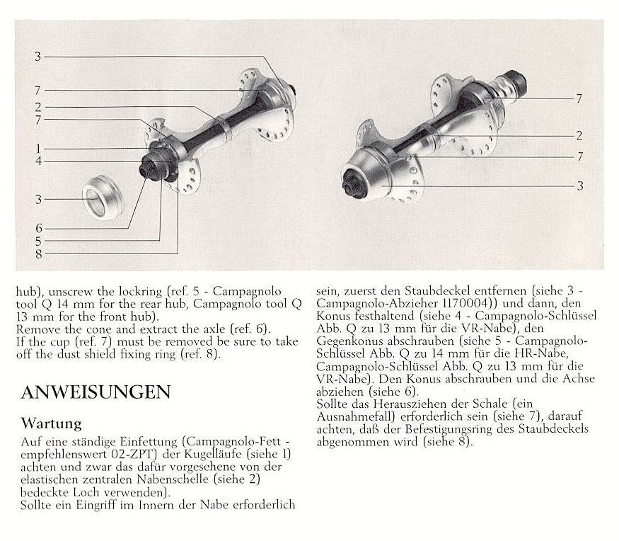 Campagnolo Record hubset instructions (1987)