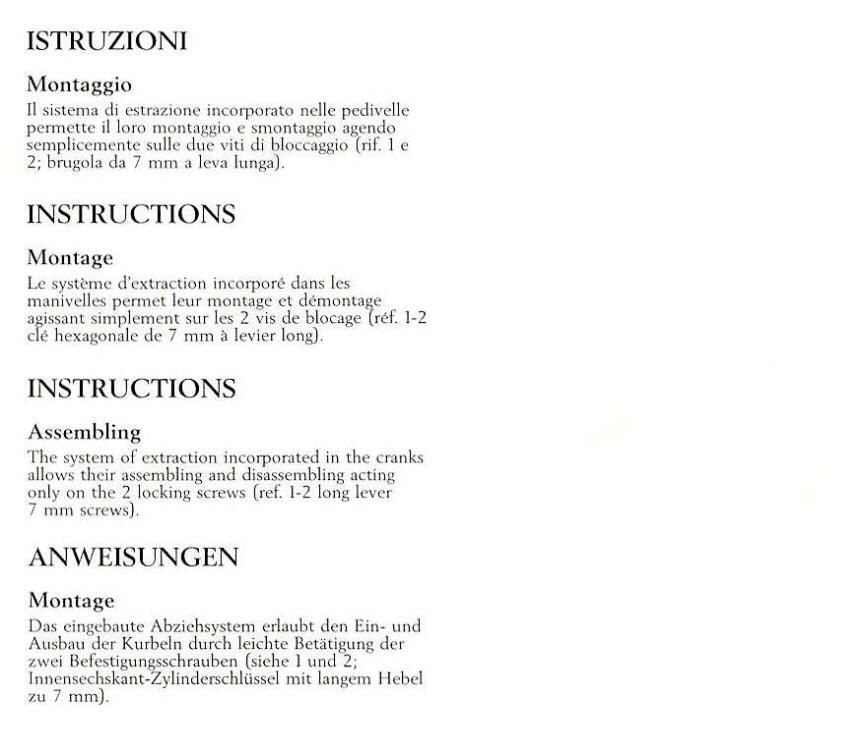 Campagnolo Record crankset instructions (1987)